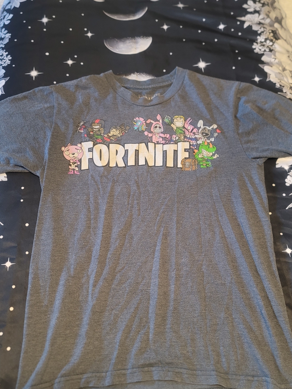 Fortnite Graphic Tee in Heather Blue Gray Size XS